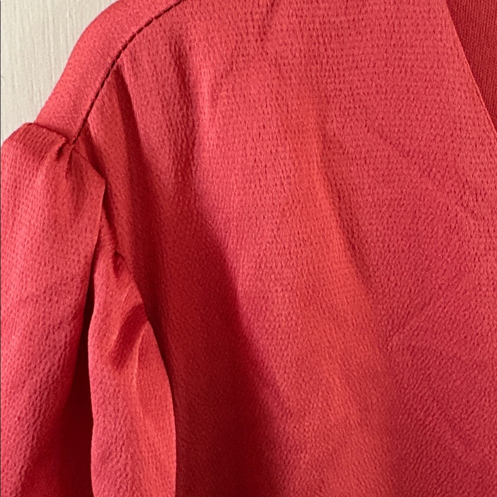 Torrid Size 2 dark rose satin texture long sleeve v-neck dress - Picture 3 of 11